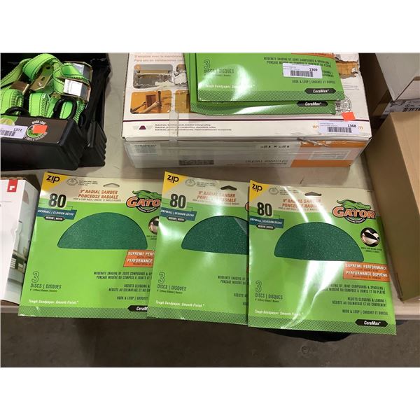 Gator 3 9in Radial Sander Discs Lot of 3