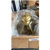 Image 2 : Brass and glass hanging light with 2 cedar crates and laptop bags