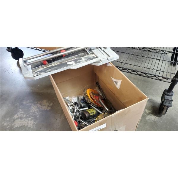 Box of tile Cutter, Saw blades and tools