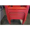 Image 2 : 6 RED STACKING PLASTIC ADIRONDACK STYLE PATIO CHAIRS
