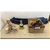 Image 1 : Patio umbrella with box of collectibles and figures