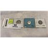 Image 1 : 3  1937 CANADIAN COINS FIRST KING GEORGE VI  25 CENT, 10 CENT, .800 SILVER AND 5 CENT DOT NICKEL