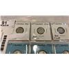 Image 2 : 6 CANADIAN WAR-TIME SILVER 10 CENT COINS 1938-1943 .800 SILVER AND 3 CANADIAN SILVER DIMES GEORGE VI