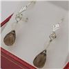 Image 2 : NEW STERLING SILVER GENUINE SMOKY QUARTZ AND MOONSTONE BRIOLETTE EARRINGS - RETAIL $150