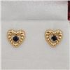Image 1 : NEW YELLOW GOLD GENUINE SAPPHIRE HEART EARRINGS W/ APPRAISAL $895