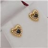 Image 2 : NEW YELLOW GOLD GENUINE SAPPHIRE HEART EARRINGS W/ APPRAISAL $895