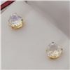 Image 2 : NEW 10KT YELLOW GOLD GENUINE MOONSTONE HEART EARRINGS - RETAIL $500