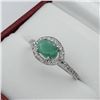 Image 2 : NEW STERLING SILVER GENUINE EMERALD AND CZ RING W/ APPRAISAL $730