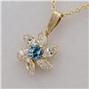 Image 2 : NEW 10KT YELLOW GOLD GENUINE BLUE TOPAZ AND CZ PENDANT W/ STERLING CHAIN W/ APPRAISAL $900