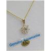 Image 2 : NEW 10KT YELLOW PENDANT W/ STERLING SILVER GOLD PLATED CHAIN SET W/ AQUAMARINE GEMSTONE AND CZ W/ AP