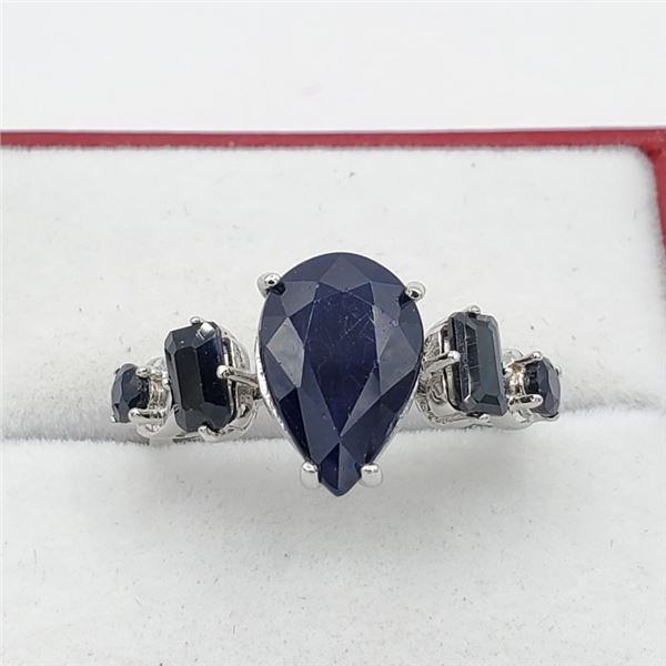 NEW STERLING SILVER GENUINE SAPPHIRE COCKTAIL RING W/ APPRAISAL $1150