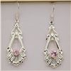 Image 1 : VINTAGE STERLING SILVER PINK-ICE DANGLER EARRINGS - RETAIL $250