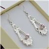 Image 2 : VINTAGE STERLING SILVER PINK-ICE DANGLER EARRINGS - RETAIL $250