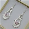 Image 3 : VINTAGE STERLING SILVER PINK-ICE DANGLER EARRINGS - RETAIL $250