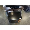 Image 8 : Locking bowed glass front, swivel top TV stand with 2 shelves
