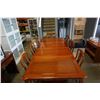 Image 2 : SOLID ROSEWOOD DINING TABLE WITH 2 LEAFS AND 8 CHAIRS - 44 INCHES WIDE, 8 FOOT LONG WITH BOTH LEAFS,