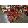Image 2 : 6 RED AND YELLOW PAINTED METAL STACKING CHAIRS