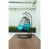 Image 2 : BRAND NEW BLUE DOUBLE HANGING EGG CHAIR - RETAIL $1969 W/ FOLDABLE FRAME, POWDER COATED STEEL FRAME,