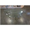 Image 2 : BRASS GLASSTOP SWAN SOFA TABLE - 51 1/2 INCHES WIDE X 20 DEEP X 27 TALL