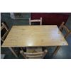 Image 2 : MAPLE DINING TABLE AND 4 ROPE SEAT CHAIRS