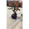 Image 2 : AMETHYST BASE TREE FIGURE WITH STONE PETALS AND JADE TREE