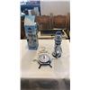 Image 1 : 2 NEW NAUTICAL DECORATIONS - CLOCK AND CANDLE HOLDER LIGHTHOUSE