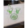 Image 1 : URANIUM GLASS BASKET, PITCHER AND DISH