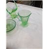 Image 2 : URANIUM GLASS BASKET, PITCHER AND DISH
