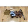 Image 1 : BABY MOCCASSINS, LEATHER POUCH AND HAND MADE KNIFE