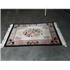 Image 1 : 49 x 76 INCH FRINGED AREA CARPET - FLOWER AND BUTTERFLY PATTERN