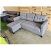 Image 1 : BRAND NEW CHARCOAL GREY COTTEN LINEN TUFTED REVERSIBLE SECTIONAL - RETAIL $899