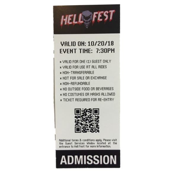 Hell Fest Admission Ticket Movei Props