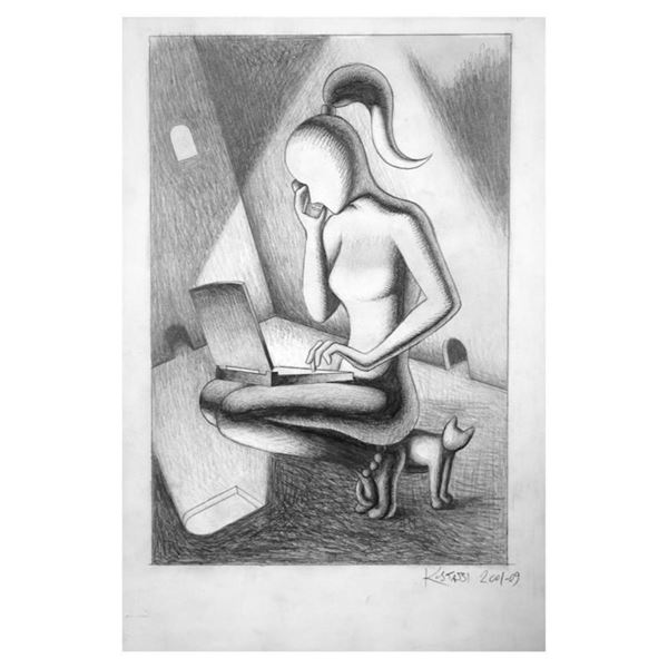 Mark Kostabi "What's Your Password" Hand Signed Original Artwork with COA.