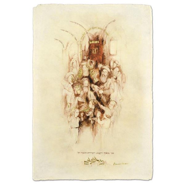 Brachi Horen, "Miziyon Tetse Torah" Hand-Embellished Mixed Media with Goldleaf, Hand Signed with Cer