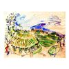 Image 1 : Wayne Ensrud "View of Chateau Haut-Brion Vineyards" Mixed Media Original Artwork; Hand Signed; COA