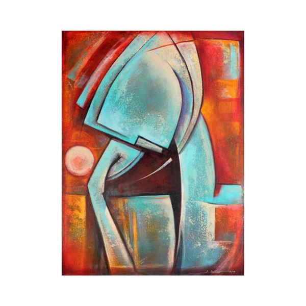 Juan Cotrino, "Deep Thought" Original Mixed Media Acrylic on Canvas, Hand Signed with Certificate of