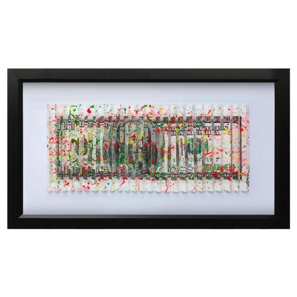 E.M. Zax- One-of-a-kind 3D polymorph mixed media on paper "$100 Bill"