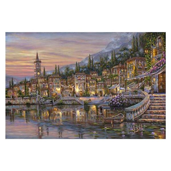 Robert Finale, "Varenna Mio Amor" Hand Signed, Artist Embellished Limited Edition on Canvas with COA