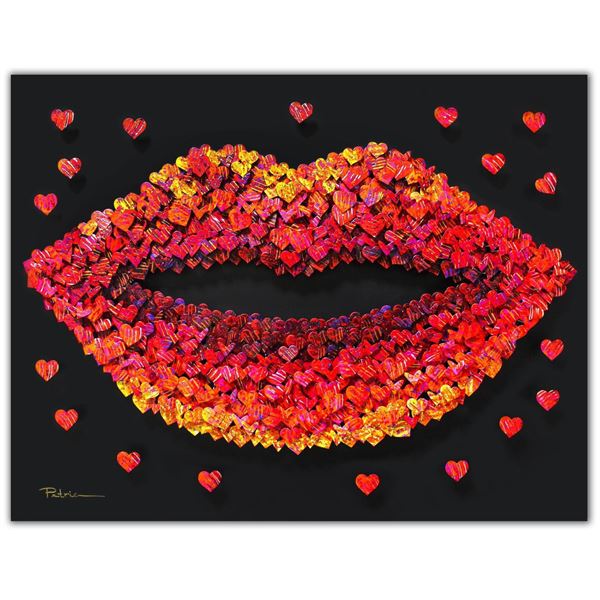 Patricia Govezensky- Original 3D Metal Art on Wood "Lips"