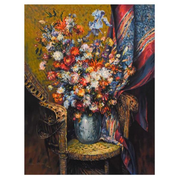 Henri Plisson, "Floral Symphony" Limited Edition Serigraph on Canvas, Numbered 29/95 and Hand Signed
