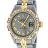 Image 1 : Rolex Ladies 2 Tone Gray & Pyramid Diamond Oyster Perpetual Datejust Wriswatch 2