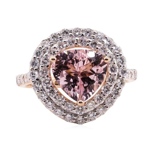 2.16 ctw Morganite and Diamond Ring - 14KT Rose Gold