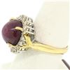 Image 2 : 14K Two Tone Gold 11.60 ctw Cabochon Star Ruby & Champagne Diamond Cocktail Ring