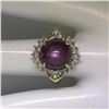 Image 8 : 14K Two Tone Gold 11.60 ctw Cabochon Star Ruby & Champagne Diamond Cocktail Ring