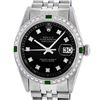 Image 2 : Rolex Mens 36 Datejust Black Diamond & Emerald Oyster Perpetual Serviced Polishe