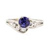 Image 2 : 0.92 ctw Blue Sapphire and Diamond Ring - 14KT White Gold