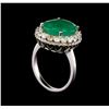 Image 4 : 14KT White Gold 5.95 ctw Emerald and Diamond Ring