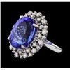 Image 1 : GIA Cert 16.52 ctw Tanzanite and Diamond Ring - 14KT White Gold