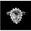 Image 2 : 2.52 ctw Aquamarine and Diamond Ring - 14KT White Gold