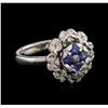 Image 1 : 14KT White Gold 0.58 ctw Tanzanite and Diamond Ring